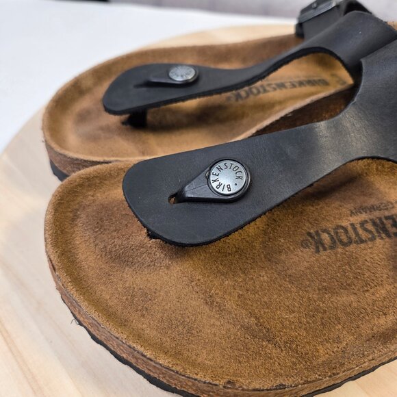 Birkenstock Gizeh Black Oiled Leather Thong Sandals Women EU 39/ US 8 - Picture 5 of 13